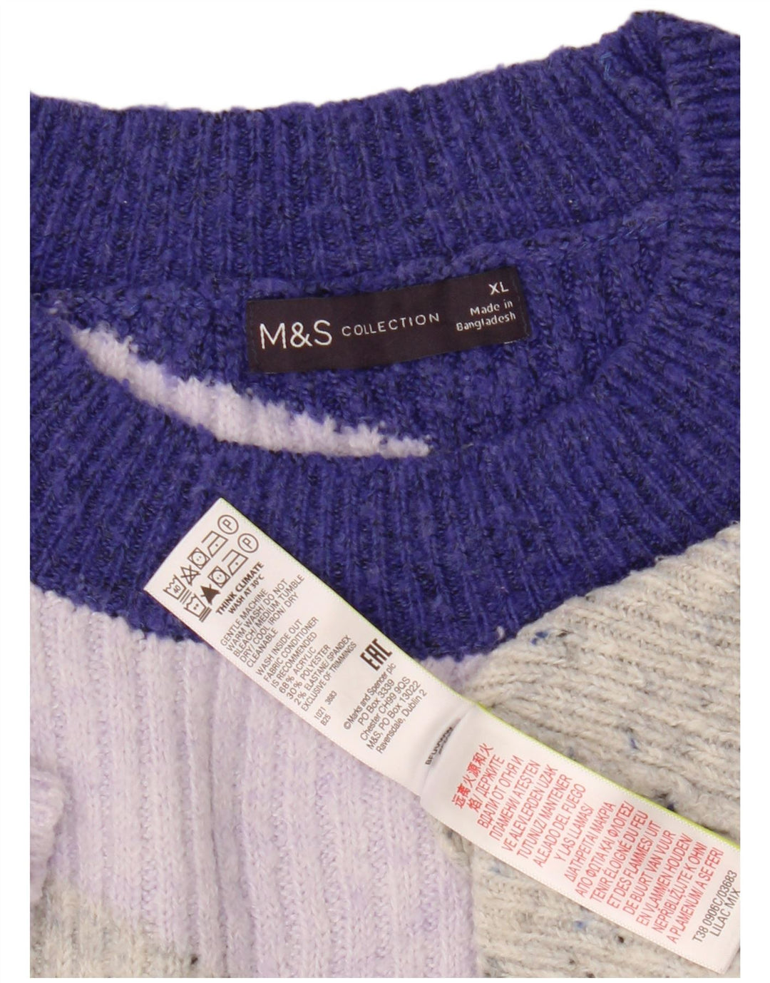 Marks & Spencer Damski sweter z okrągłym dekoltem, UK 18 XL, wielokolorowy