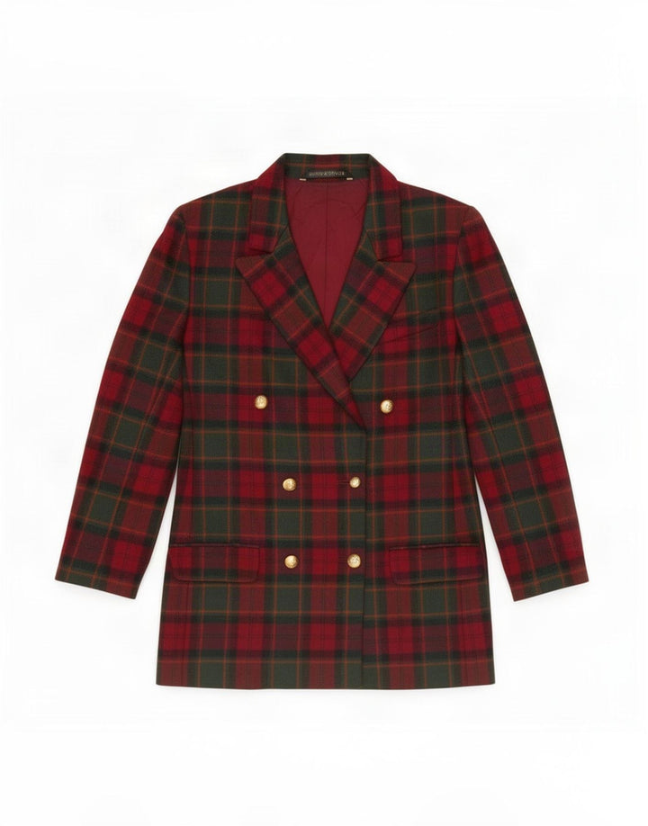 Marks & Spencer Damska marynarka St. Michael Blazer UK 12 w średnią czerwoną kratę