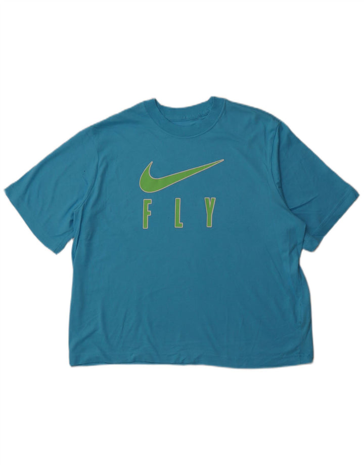 Damski T-shirt NIKE o luźnym kroju z grafiką, UK 14, średni niebieski, bawełniany