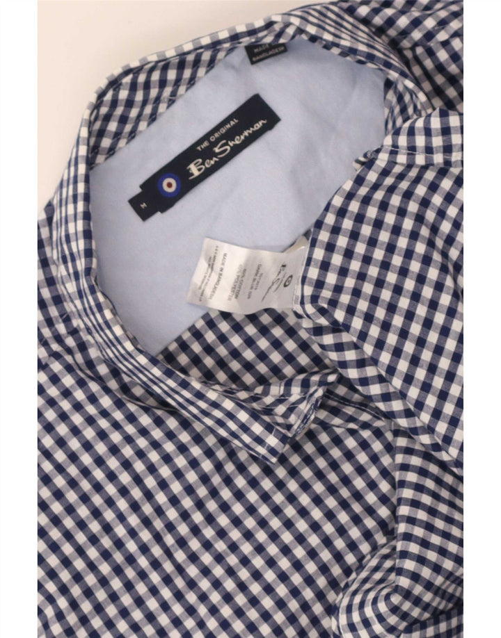 Męska koszula z krótkim rękawem Ben Sherman, średnia, granatowa, bawełniana kratka