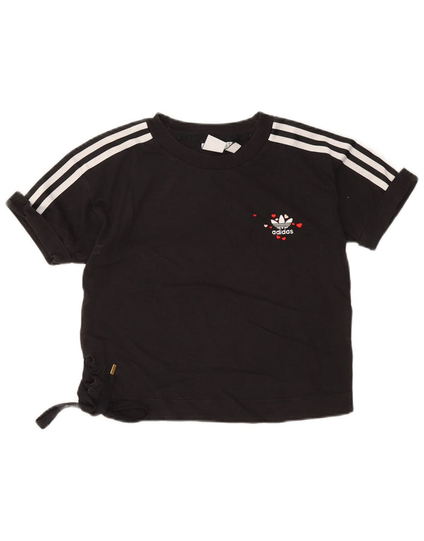 Damska koszulka Crop Adidas Top UK 10, mała, czarna bawełna
