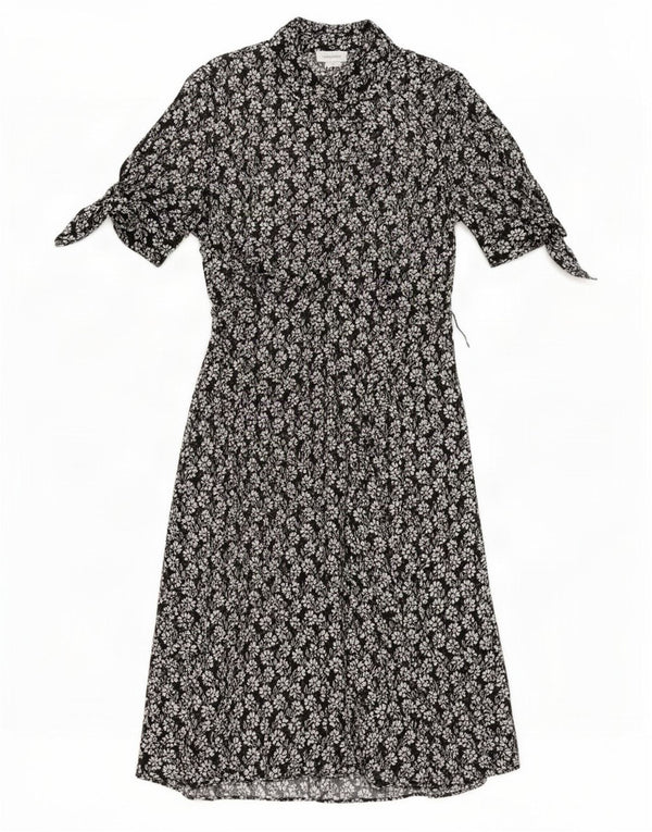 Damska sukienka maxi Calvin Klein US 12, duża, czarna w kwiaty