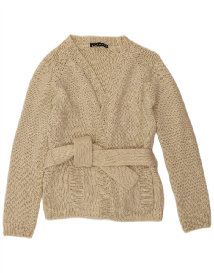 Sweter damski Zara Cardigan UK 14, duży, wełniany w kolorze złamanej bieli