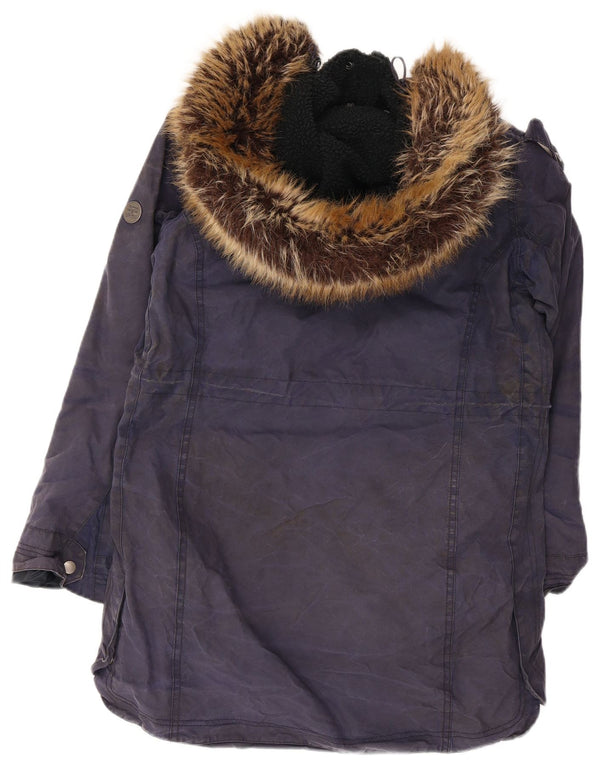 Damska kurtka z kapturem i woskowaną bawełną Barbour UK 12, średnia granatowa bawełna