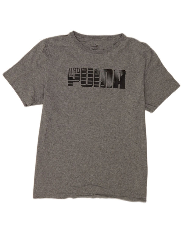 Męski T-shirt z grafiką Puma, duży, szary, bawełniany