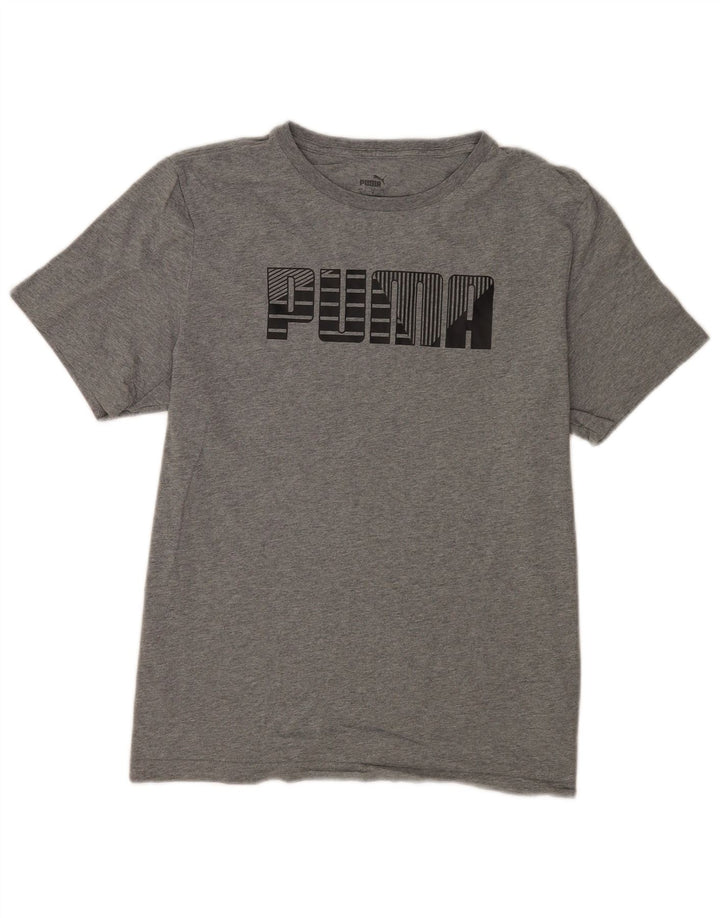 Męski T-shirt z grafiką Puma, duży, szary, bawełniany