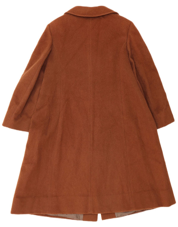 Płaszcz damski w stylu vintage UK 14 Średni brązowy, dziewicza wełna
