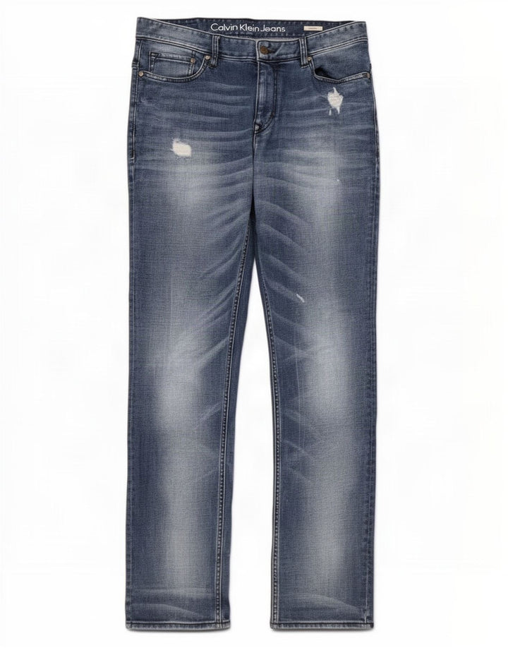 Męskie jeansy Calvin Klein w trudnej sytuacji W34 L34, niebieska bawełna