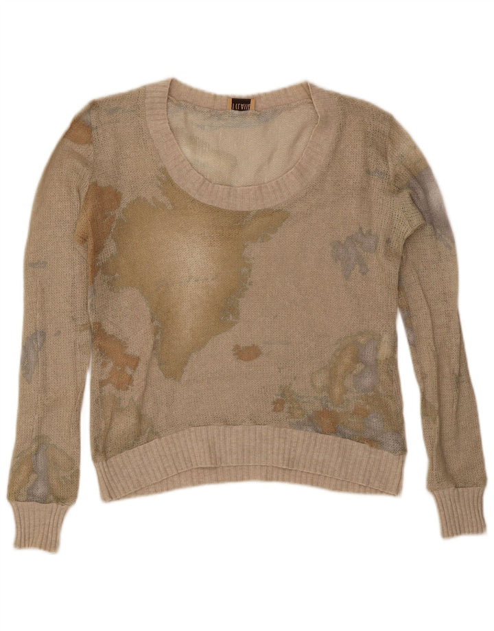 ALVIERO MARTINI Damski sweter z dekoltem w łódkę UK 14 Średni Beż