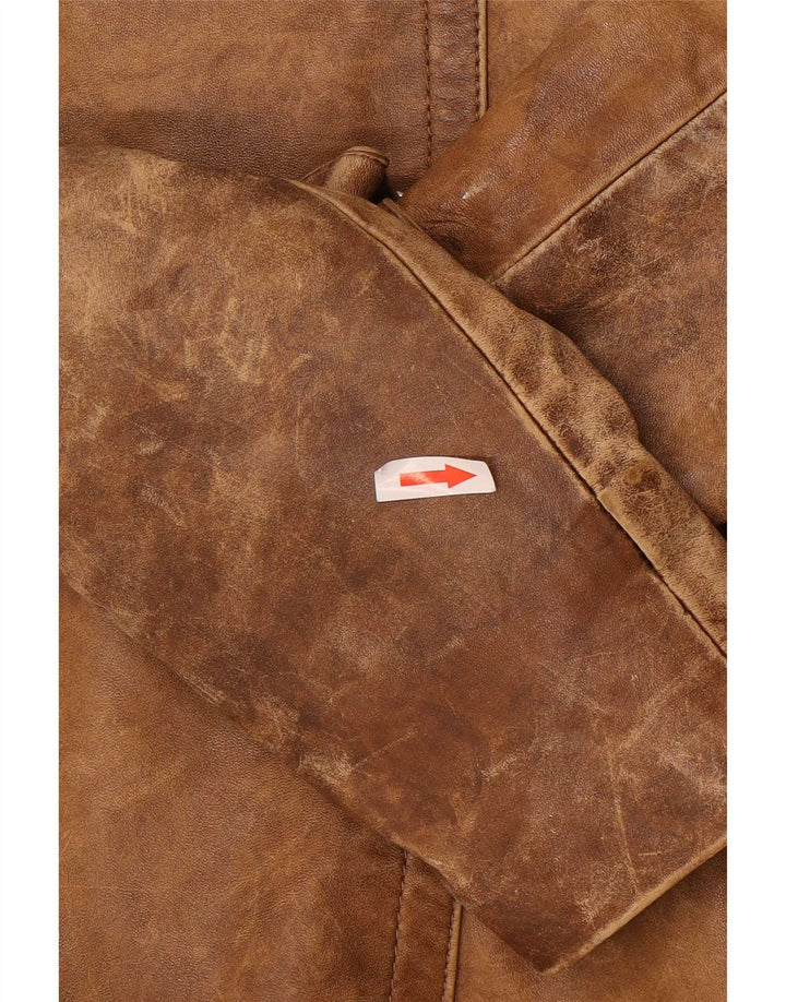 Vintage damska kurtka skórzana UK 12 średni brąz