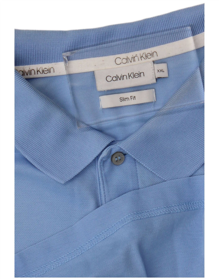 Męska koszulka polo Calvin Klein Slim Fit 2XL niebieska