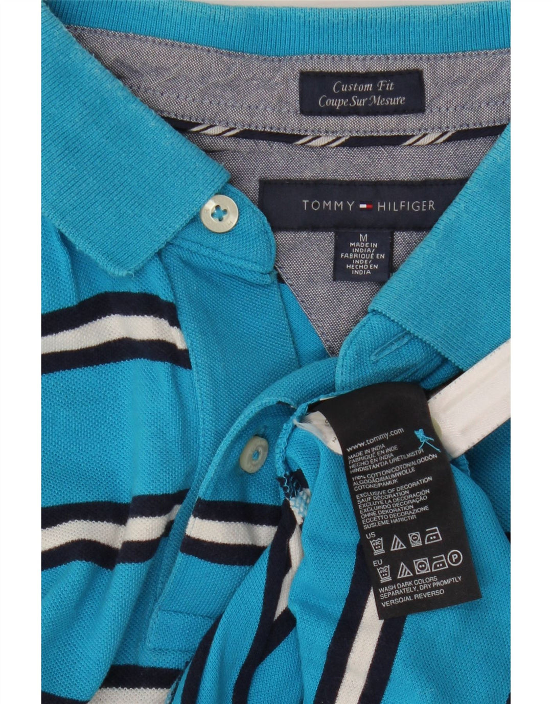 Męska koszulka polo Tommy Hilfiger o dopasowanym kroju, bawełniana w średnie niebieskie paski