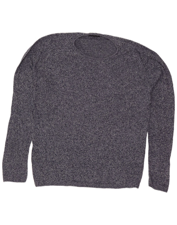 Męski sweter ZARA z okrągłym dekoltem, duży, granatowy, bawełniany w cętki