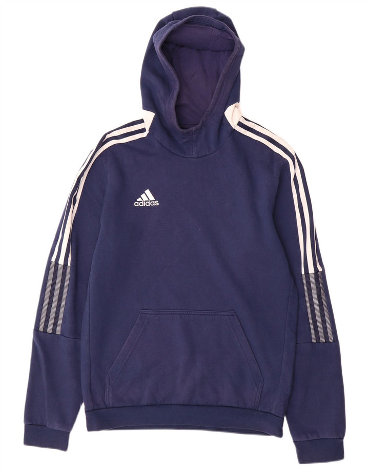 Adidas Męska bluza z kapturem, mała, granatowa, bawełniana