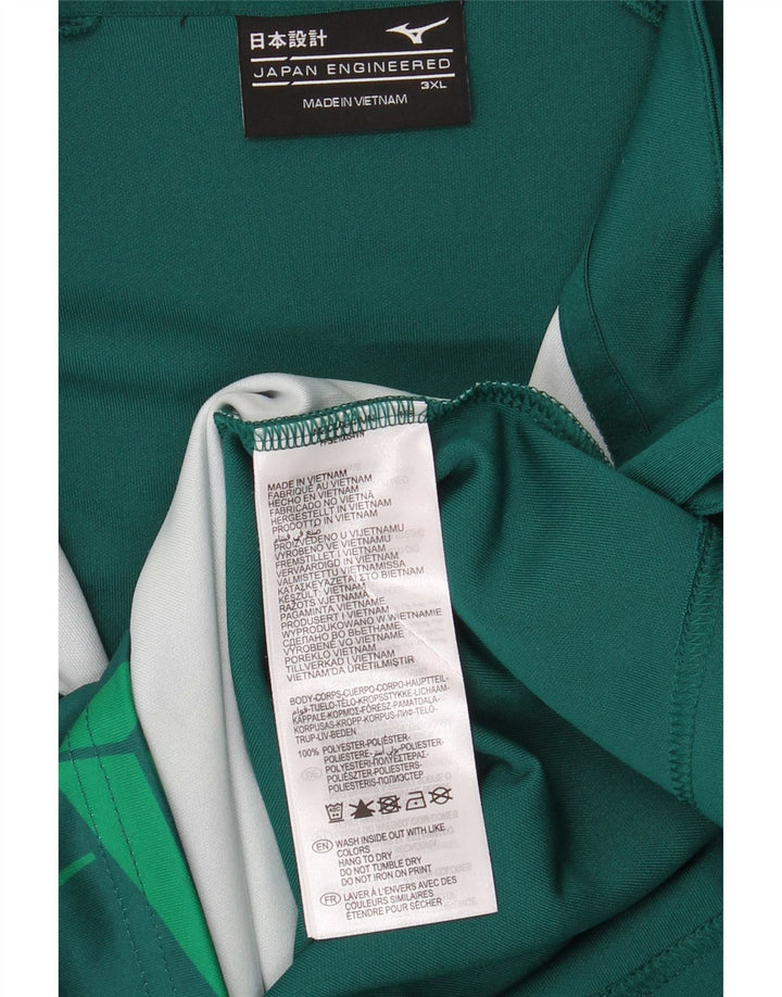 Męski top z grafiką Mizuno, zapinany na zamek, z długim rękawem, 3XL, zielony, geometryczny poliester