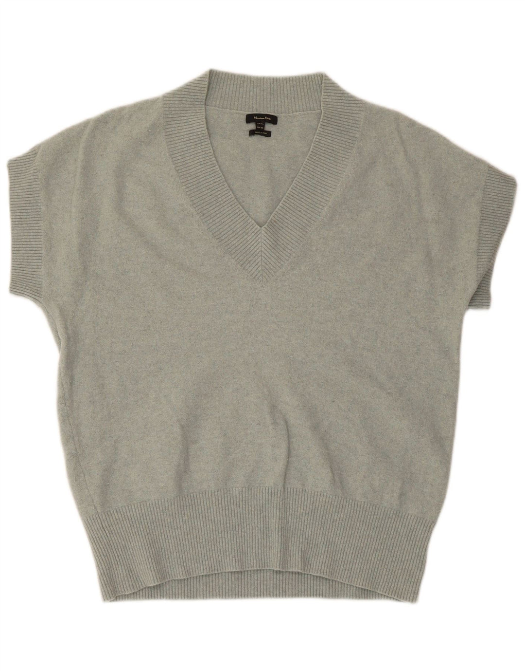 Damski sweter Massimo Dutti z krótkim rękawem i dekoltem w kształcie litery V, UK 14, średni zielony