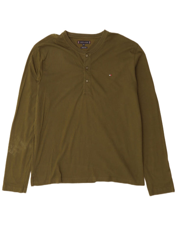 TOMMY HILFIGER Męski top z długim rękawem, 2XL, bawełniany khaki