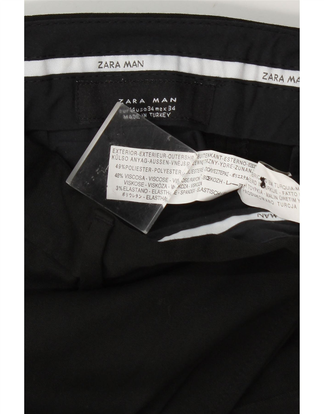 Męskie proste spodnie garniturowe Zara EU 44 Large W34 L32 Czarny poliester