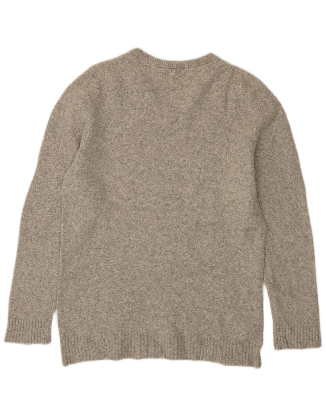 Damski sweter z dekoltem w kształcie litery V, UK 14, duży, szary, wełniany