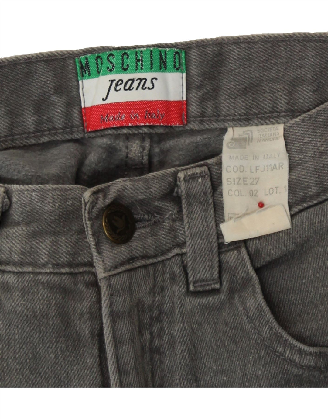 MOSCHINO Womens Cropped Jeans W27 L24 Grey Cotton Vintage Moschino and Second-Hand Moschino from Messina Hembry 