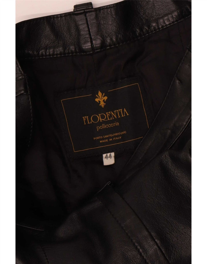 Spodnie damskie FLORENTIA, proste, skórzane, cargo IT 44, średnie, W28, L31, czarne