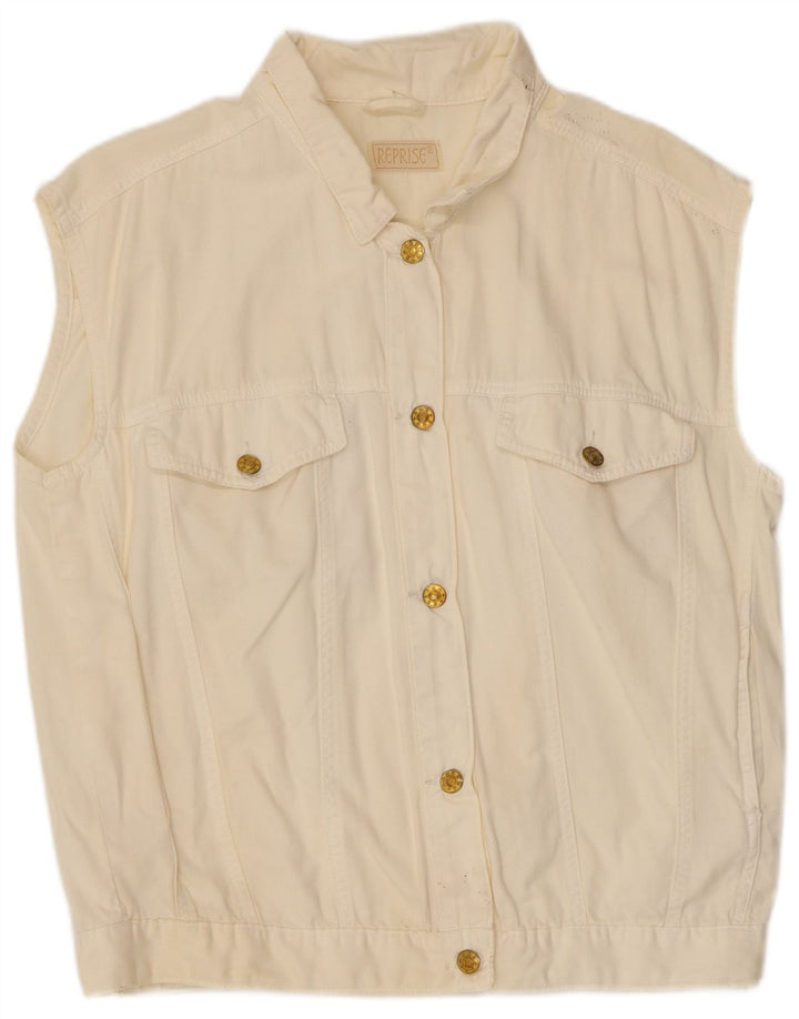 Damska kamizelka dżinsowa Reprise UK 16, duża w kolorze złamanej bieli