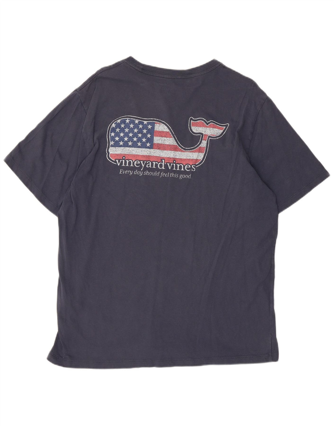 Męska koszulka z grafiką Vineyard Vines USA, średnia, granatowa bawełna