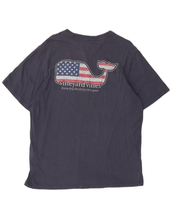 Vineyard Vines Mens USA Graphic T-Shirt Top Medium Navy Blue Cotton