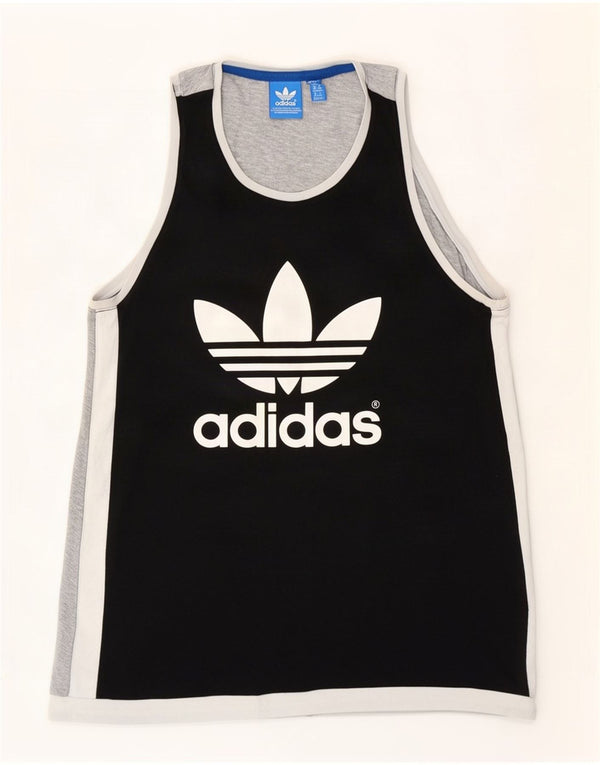 Damska kamizelka Adidas Graphic Top UK 12 Średnia czarna bawełna z blokami kolorów
