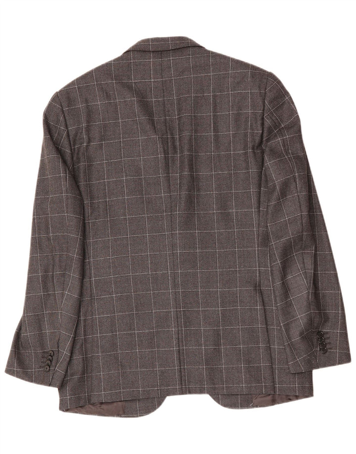 CORNELIANI Męska marynarka zapinana na 2 guziki IT 50, duża, szara, z dziewiczej wełny w kratkę