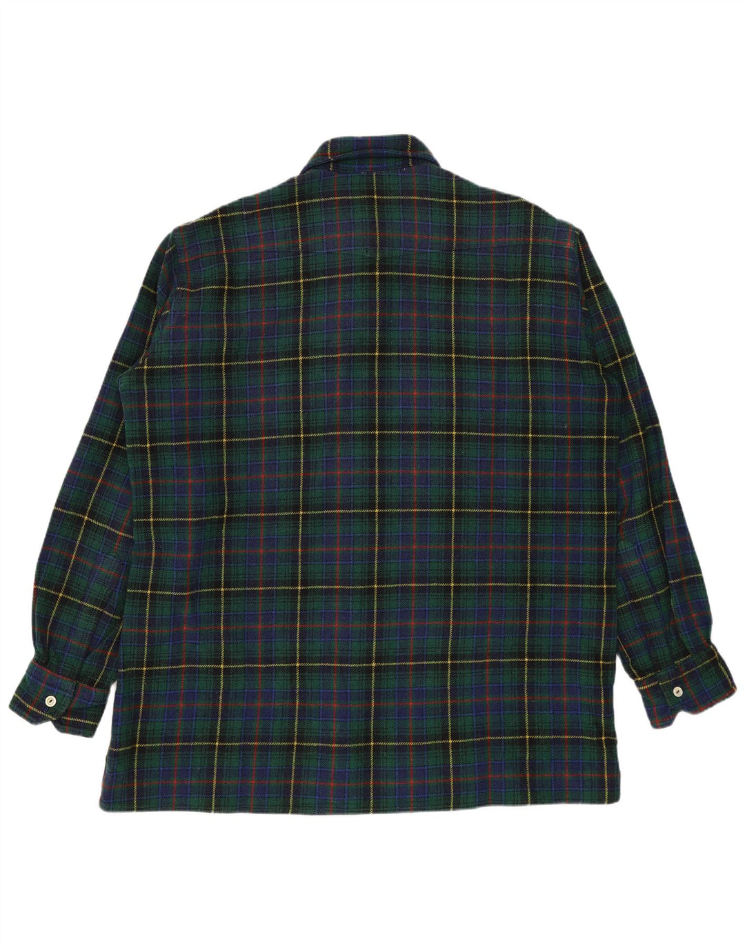 Vintage męska koszula flanelowa w dużą zieloną kratkę