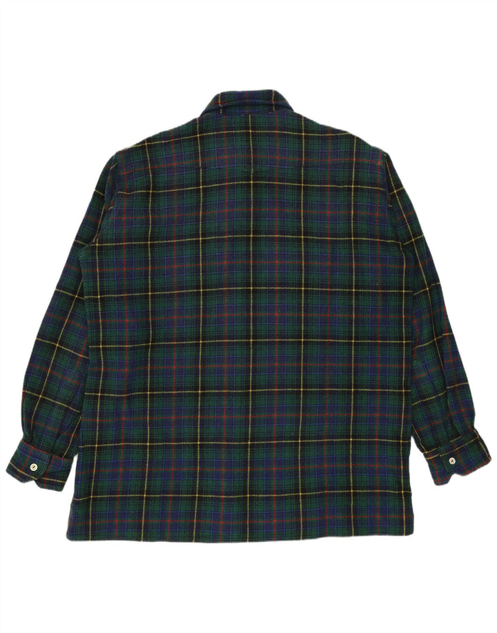 Vintage męska koszula flanelowa w dużą zieloną kratkę