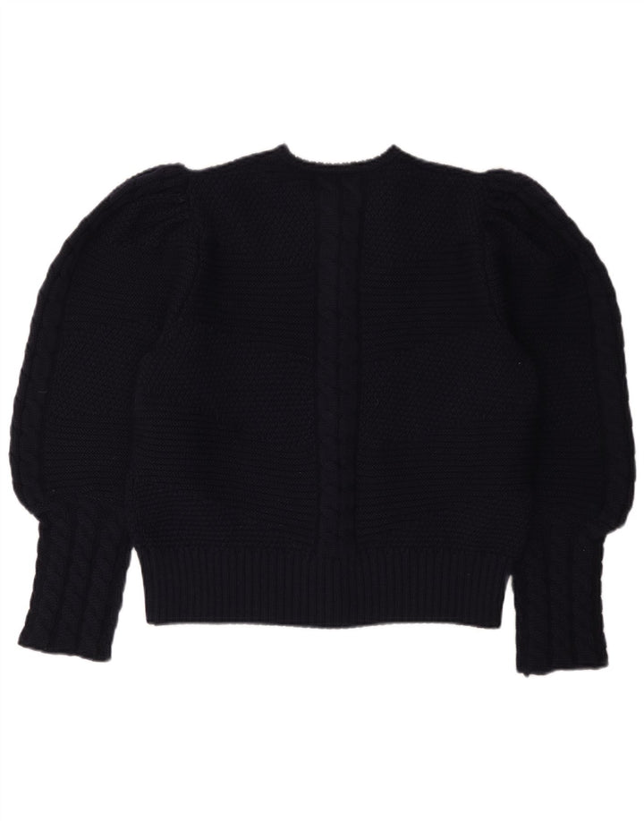 Damski sweter z grafiką LANAMODEN UK 16, duży, granatowy, nowa wełna