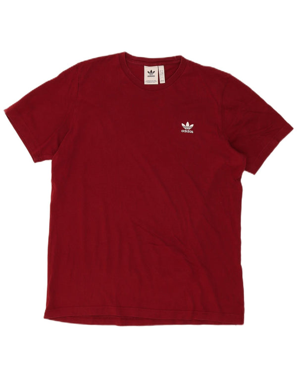 Adidas Męski T-shirt Top Duży Burgundowy Bawełniany