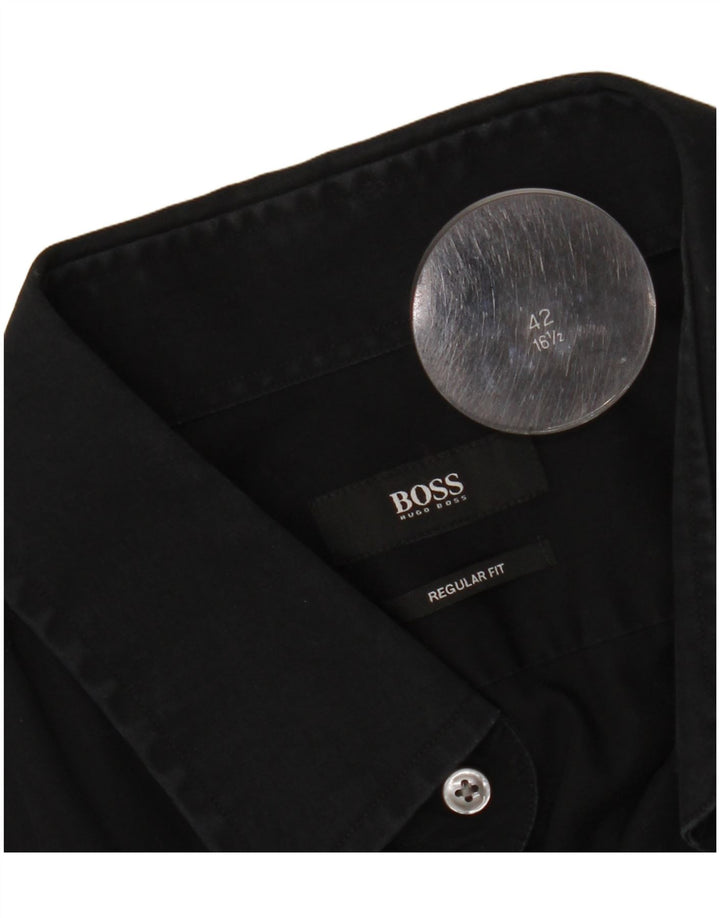 Męska koszula o regularnym kroju HUGO BOSS, rozmiar 16 1/2 42, duża czarna