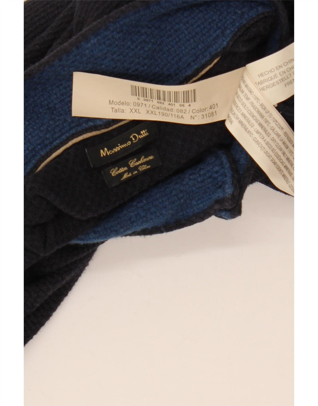 MASSIMO DUTTI Męski sweter zapinany na zamek, 2XL, granatowy, bawełniany