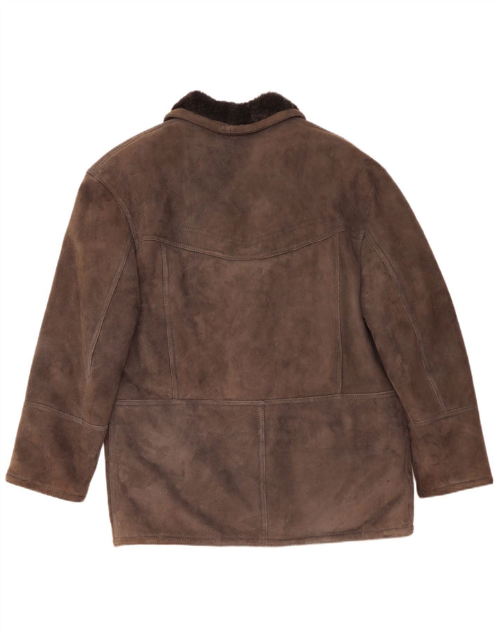 Vintage męska kurtka shearling IT 48 średnio szara skóra