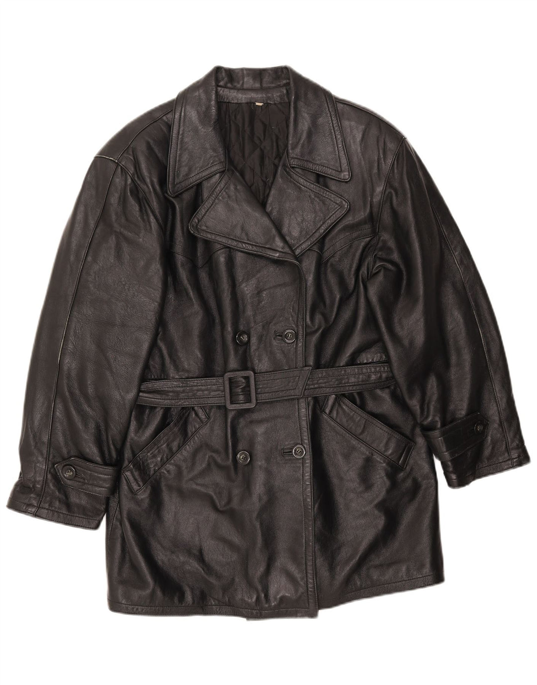 LAVORAZIONE ARTIGIANA Płaszcz damski UK 12 Średniej czarnej skóry