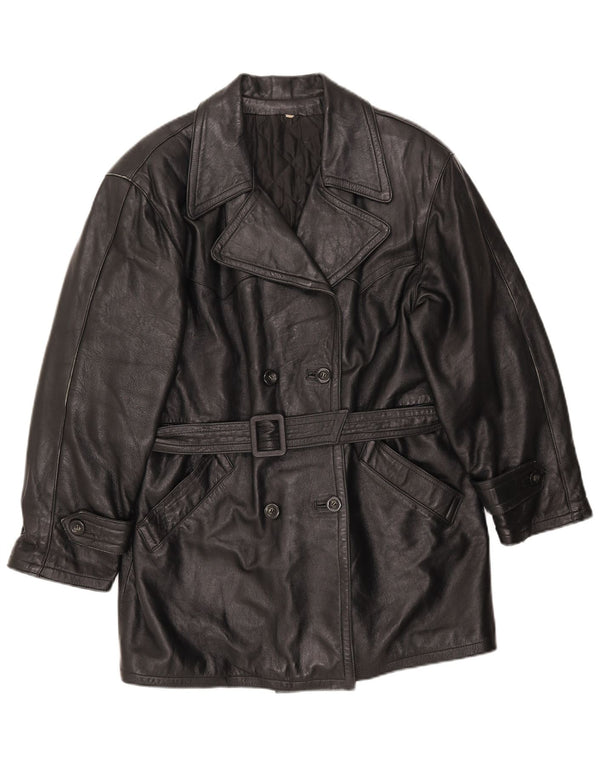 LAVORAZIONE ARTIGIANA Płaszcz damski UK 12 Średniej czarnej skóry