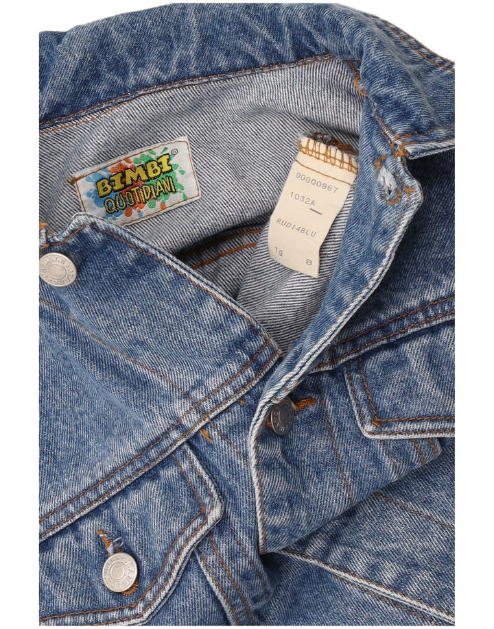 Vintage damska kamizelka jeansowa Crop UK 8, mała, niebieska bawełna