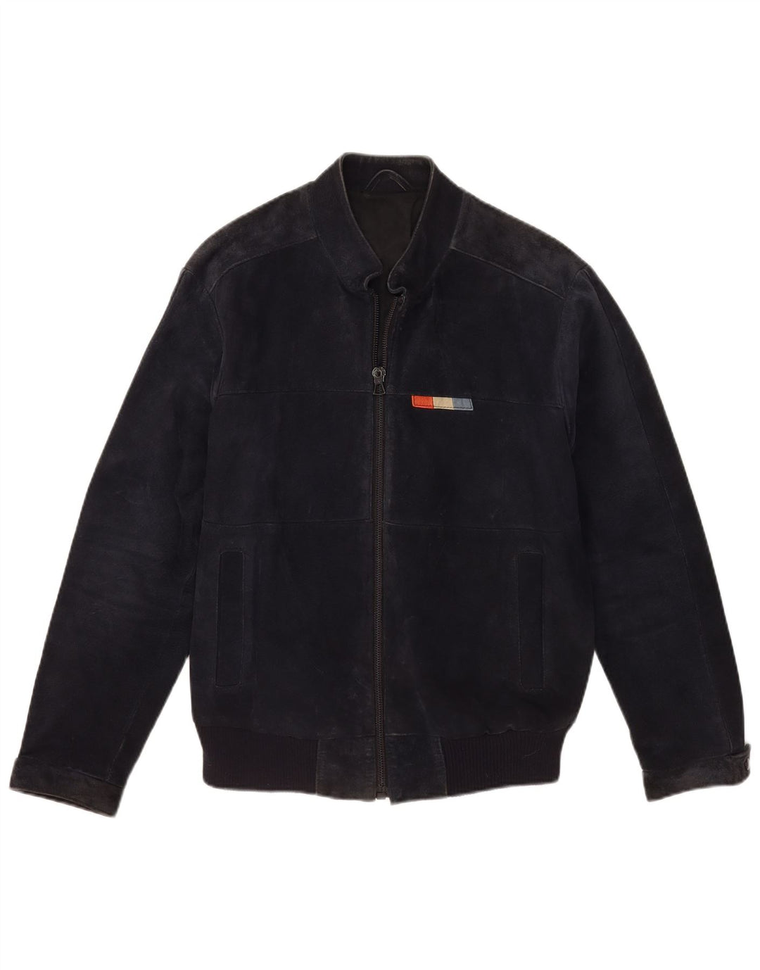 Męska zamszowa kurtka bomberka VINTAGE IT 50, duża, granatowa, skórzana