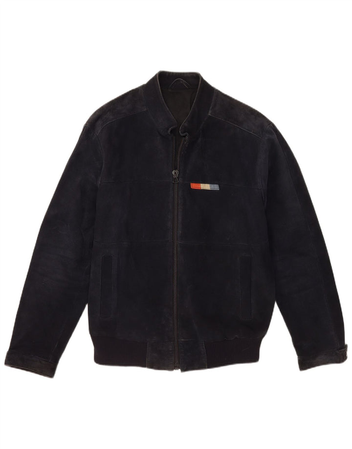 Męska zamszowa kurtka bomberka VINTAGE IT 50, duża, granatowa, skórzana