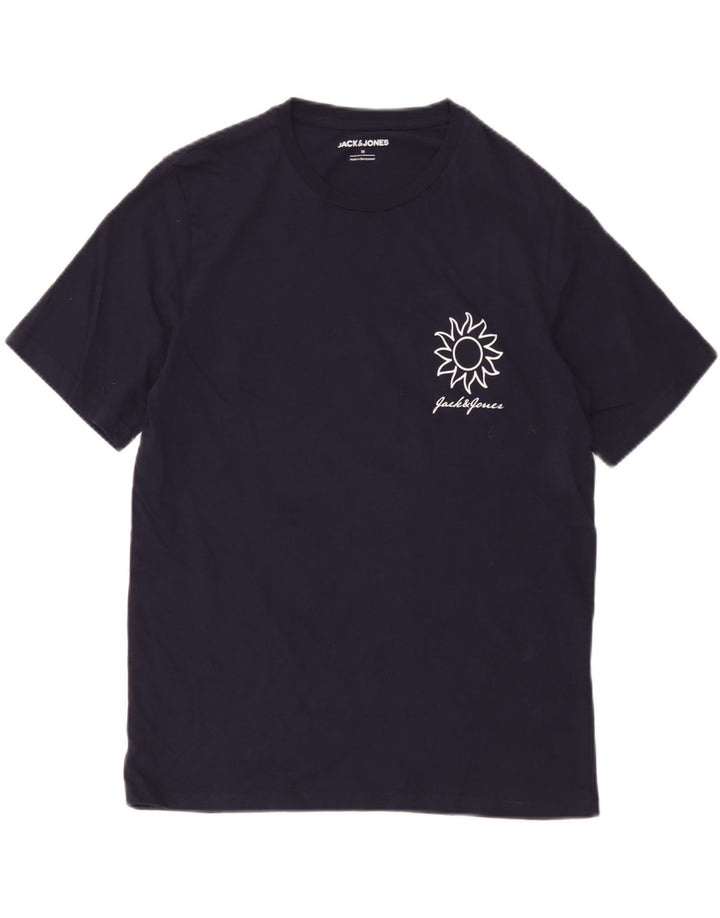 Męski T-shirt z grafiką Jack & Jones, średni, granatowy, bawełniany