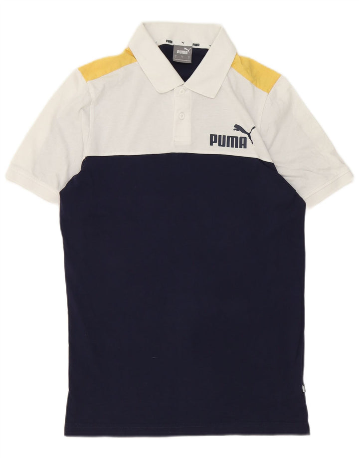 Męska koszulka polo Puma, mała, biała, bawełniana w bloki kolorów
