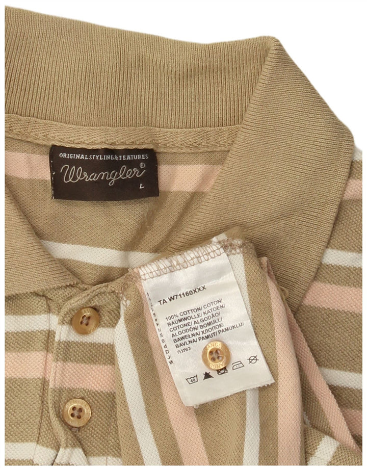 Męska koszulka polo Wrangler, duża, bawełniana w paski khaki