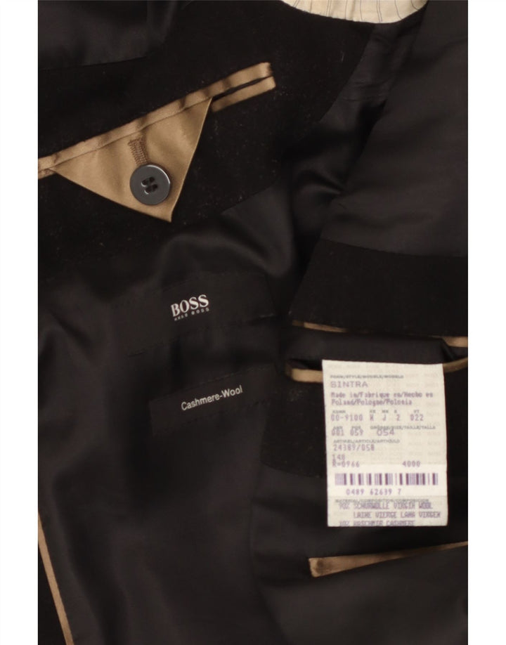 Płaszcz męski Hugo Boss IT 54 2XL Czarna dziewicza wełna