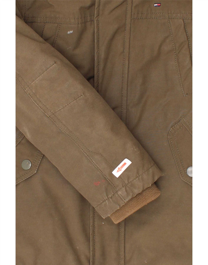 Tommy Hilfiger Chłopięca kurtka parka z kapturem, 5-6 lat, khaki, poliester