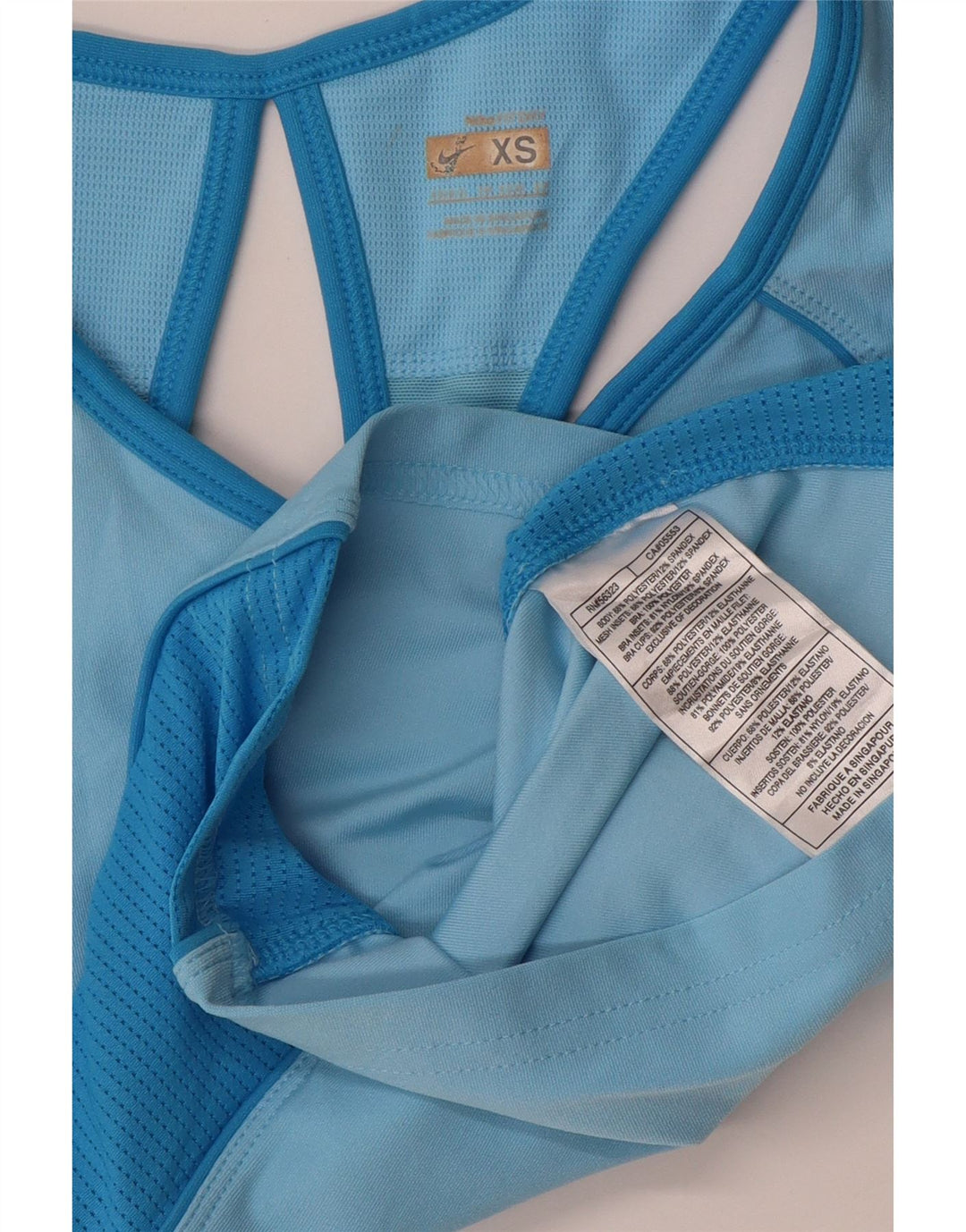 Damski top z krótkim rękawem NIKE UK 4 XS, niebieski poliester