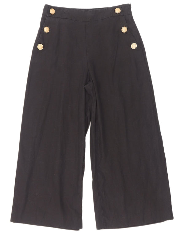 Damskie spodnie typu casual z wysokim stanem i szerokimi nogawkami Zara XS W24 L26 Czarny Lyocell