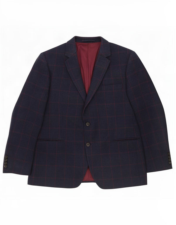 Marks & Spencer Męska krótka marynarka zapinana na 2 guziki UK 44 XL Granatowa kratka
